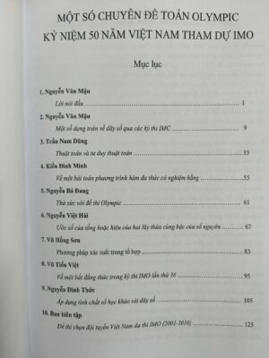 Một số chuyên đề toán Olympic Kỉ niệm 50 năm VN tham dự thi IMO
